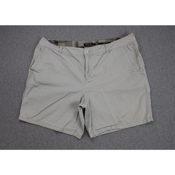 Eddie Bauer Shorts Womens 18 Gray Chino Cotton Slash Pockets High-Rise 7" Inseam - Picture 1 of 8